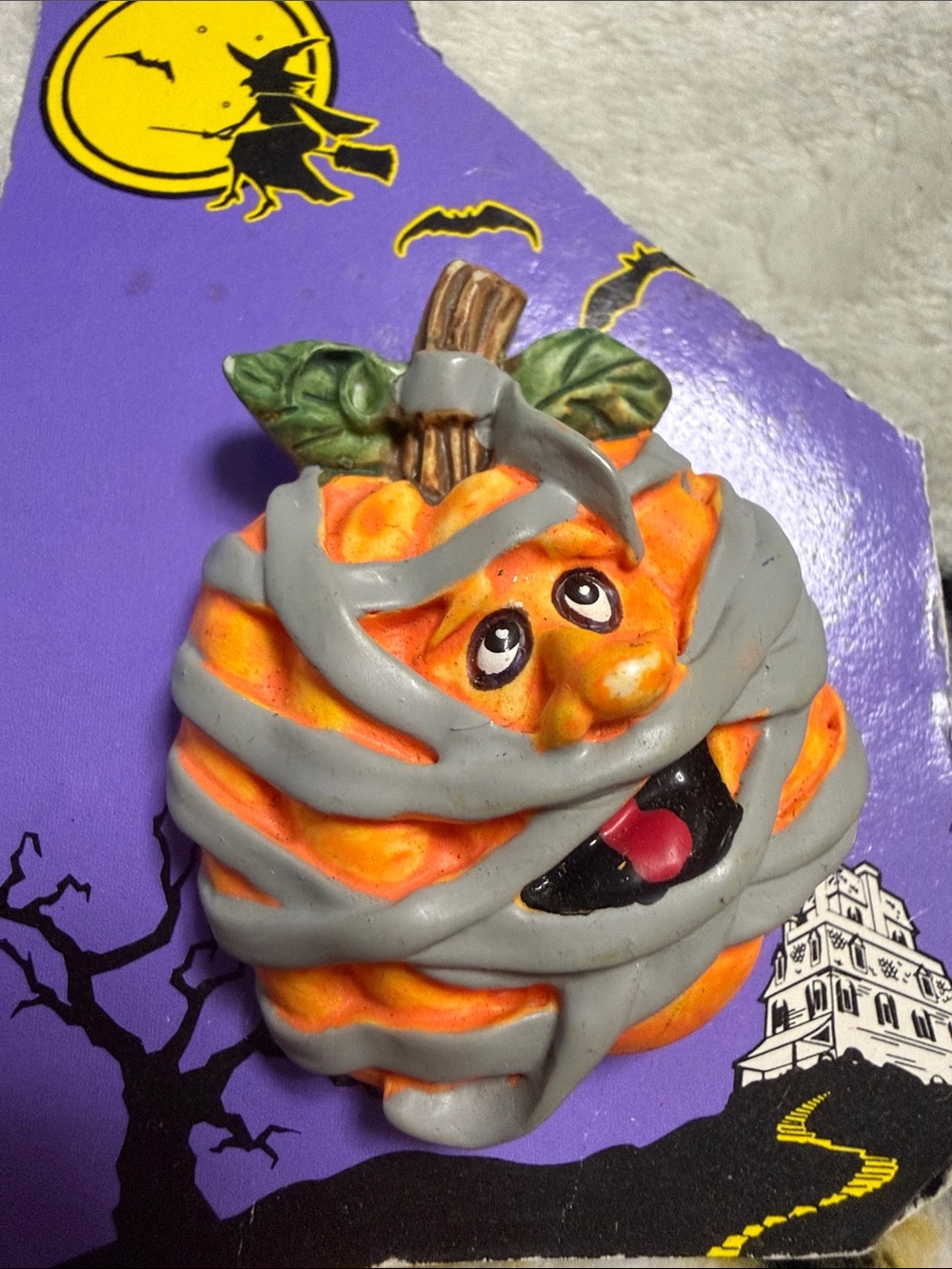 Orange Pumpkin Mummy brooch